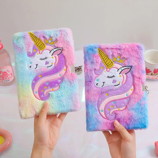 Children's Plush Unicorn Cartoon Notebook Lockable Diary Book Girl Student Kindergarten Gift Stationery Supplies KidsTopia Baby Essentials