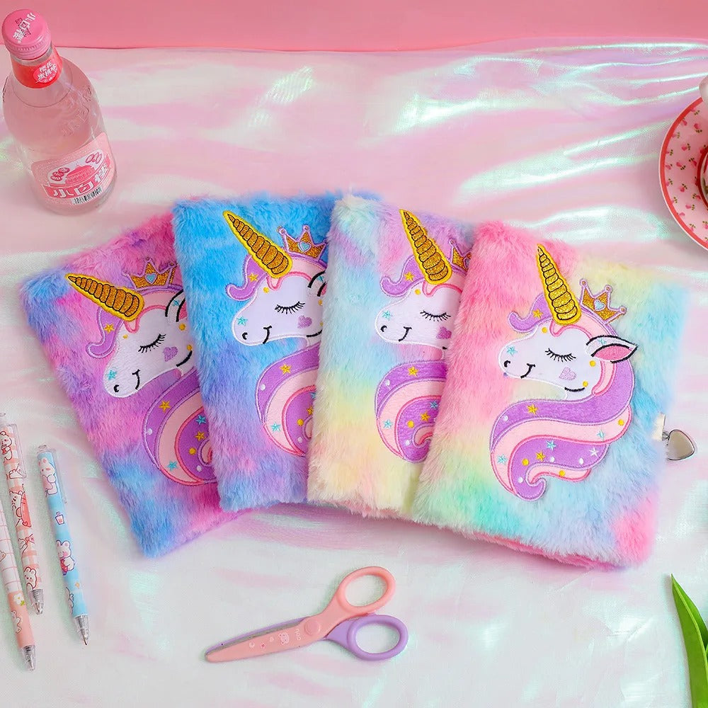 Children's Plush Unicorn Cartoon Notebook Lockable Diary Book Girl Student Kindergarten Gift Stationery Supplies KidsTopia Baby Essentials