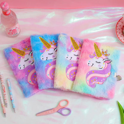 Children's Plush Unicorn Cartoon Notebook Lockable Diary Book Girl Student Kindergarten Gift Stationery Supplies KidsTopia Baby Essentials
