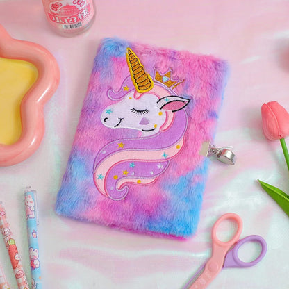 Children's Plush Unicorn Cartoon Notebook Lockable Diary Book Girl Student Kindergarten Gift Stationery Supplies KidsTopia Baby Essentials