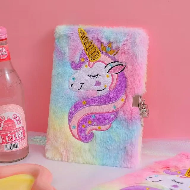 Children's Plush Unicorn Cartoon Notebook Lockable Diary Book Girl Student Kindergarten Gift Stationery Supplies KidsTopia Baby Essentials