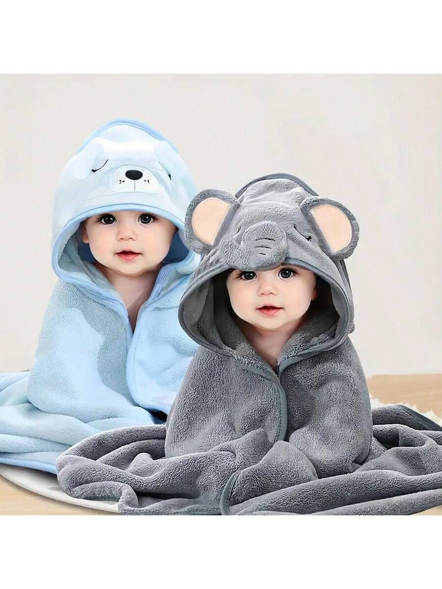 Hooded Baby/Kids Towels & 3 Matching Washcloths Super Absorbent & Quick-Dry.