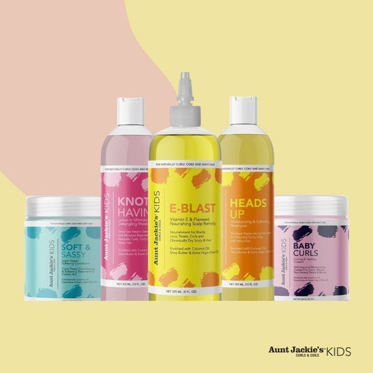 Aunt Jackie’s Curls & Coils Kids Collection Bundle - Includes Shampoo, Conditioner, Detangler, Custard & Scalp Oil.