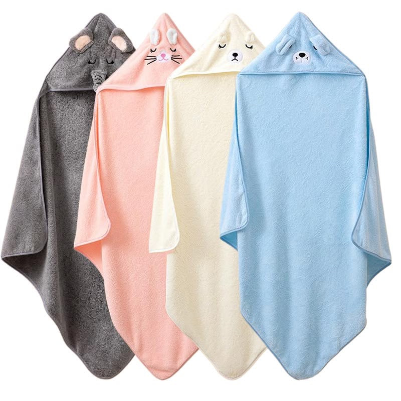Hooded Baby/Kids Towels & 3 Matching Washcloths Super Absorbent & Quick-Dry.