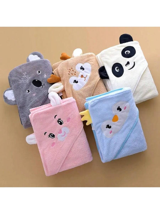 Hooded Baby/Kids Towels & 3 Matching Washcloths Super Absorbent & Quick-Dry.