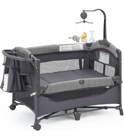 Portable baby crib  playpen with wheels and mosquito net.