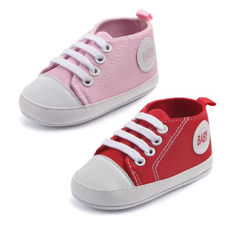 Baby prewalkers Sneakers for Baby Boys and Girls Canvas Shoes Non-slip Rubber Sole Comfortable Soft Unisex Baby Shoes 0-18M