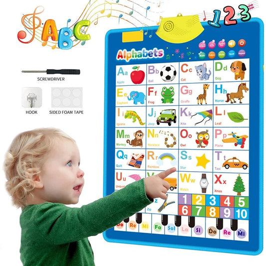 Electronic English Alphabet Wall Chart Talking ABC Letters 123s Music Poster Educational Learning Toy for Toddler Kids Gifts KidsTopia Baby Essentials