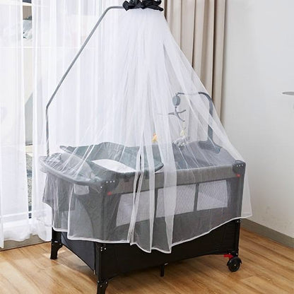 Portable baby crib  playpen with wheels and mosquito net.