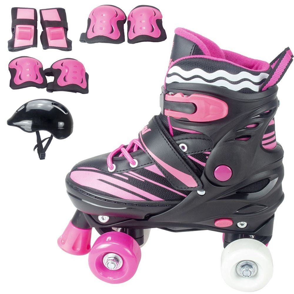 Premium Adjustable Inline Skate shoes for Boys & Girls with Helmet, Knee, Elbow & Wrist Guards — All-in-One Safety Kit for Beginners