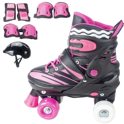 Premium Adjustable Inline Skate shoes for Boys & Girls with Helmet, Knee, Elbow & Wrist Guards — All-in-One Safety Kit for Beginners