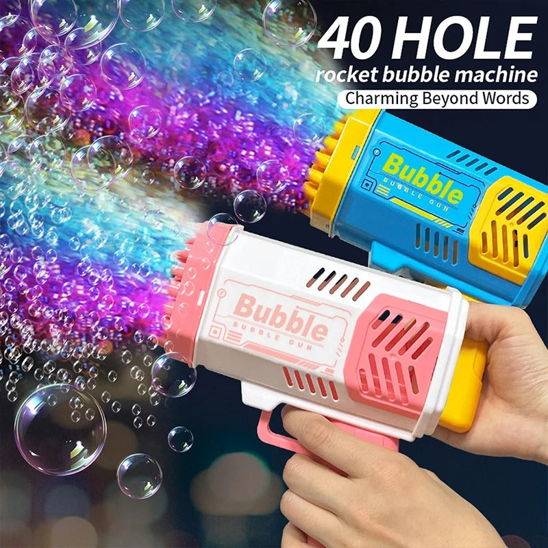 40 hole handheld massive foaming space light bubble machine electric children's toys without battery without bubble water KidsTopia Baby Essentials