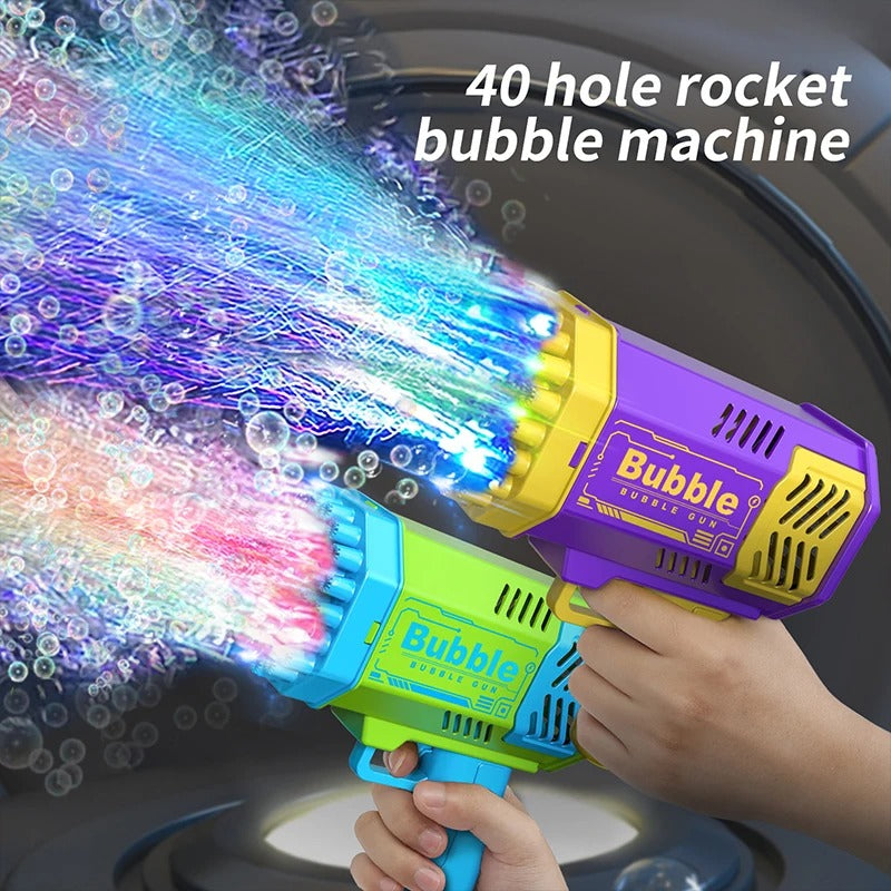 40 hole handheld massive foaming space light bubble machine electric children's toys without battery without bubble water KidsTopia Baby Essentials