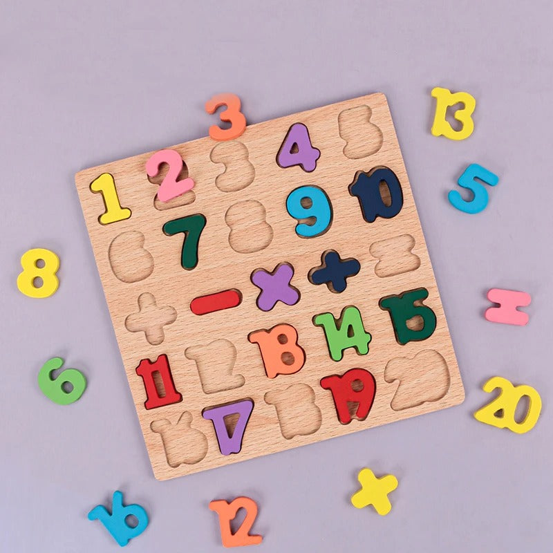 Kids Alphabetic Arithmetic Number Geometric Shapes Wooden Puzzle Montessori Preschool Learning Educational Game Toy for Children KidsTopia Baby Essentials