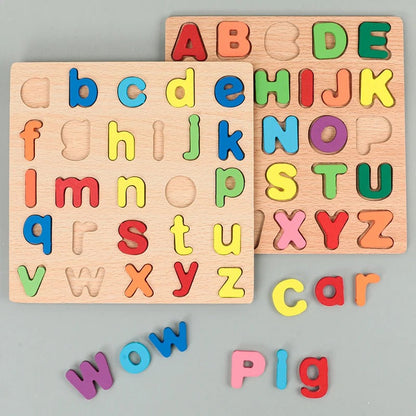Kids Alphabetic Arithmetic Number Geometric Shapes Wooden Puzzle Montessori Preschool Learning Educational Game Toy for Children KidsTopia Baby Essentials