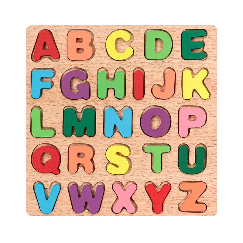 Kids Alphabetic Arithmetic Number Geometric Shapes Wooden Puzzle Montessori Preschool Learning Educational Game Toy for Children KidsTopia Baby Essentials