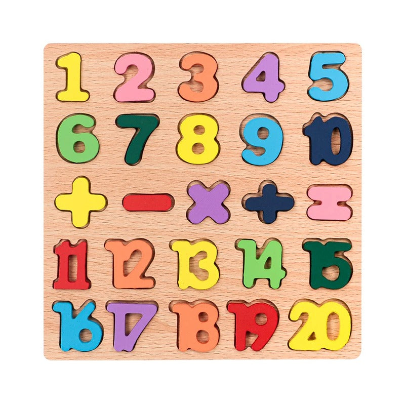 Kids Alphabetic Arithmetic Number Geometric Shapes Wooden Puzzle Montessori Preschool Learning Educational Game Toy for Children KidsTopia Baby Essentials