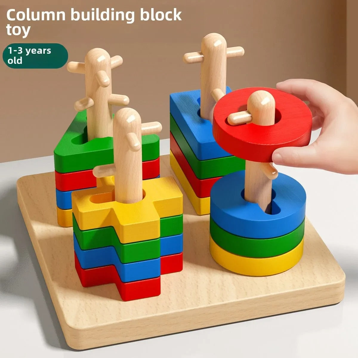 Wooden Sorting Stacking Toys Puzzle for Toddlers and Kids Preschool Fine Motor Skill Toy for 1 Years KidsTopia Baby Essentials