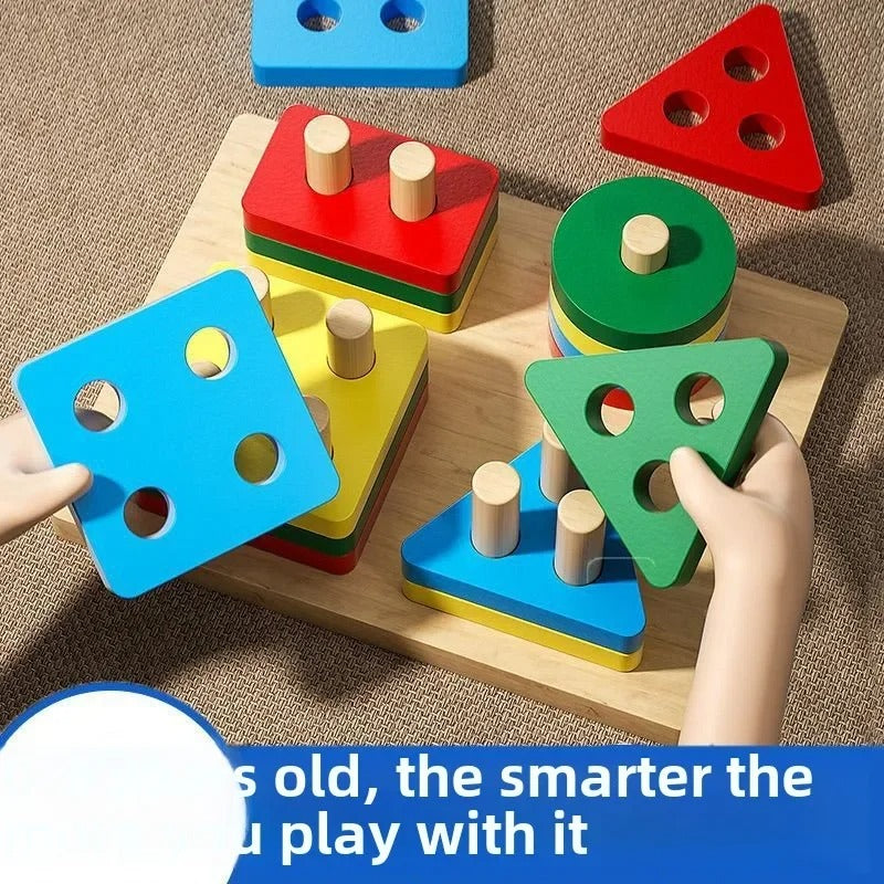 Wooden Sorting Stacking Toys Puzzle for Toddlers and Kids Preschool Fine Motor Skill Toy for 1 Years KidsTopia Baby Essentials