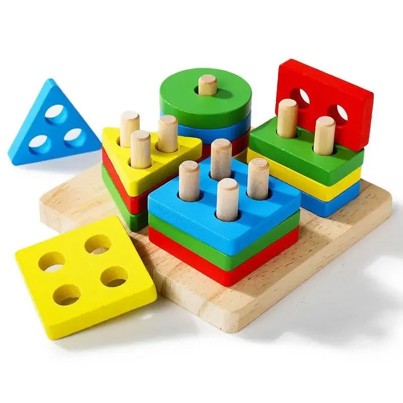 Wooden Sorting Stacking Toys Puzzle for Toddlers and Kids Preschool Fine Motor Skill Toy for 1 Years KidsTopia Baby Essentials