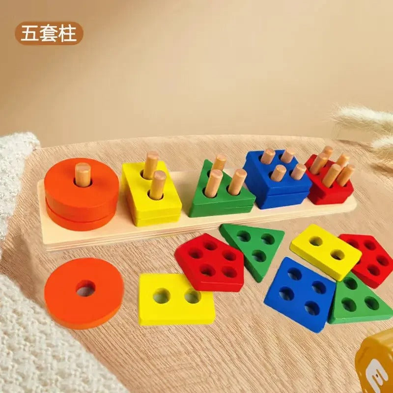 Wooden Sorting Stacking Toys Puzzle for Toddlers and Kids Preschool Fine Motor Skill Toy for 1 Years KidsTopia Baby Essentials