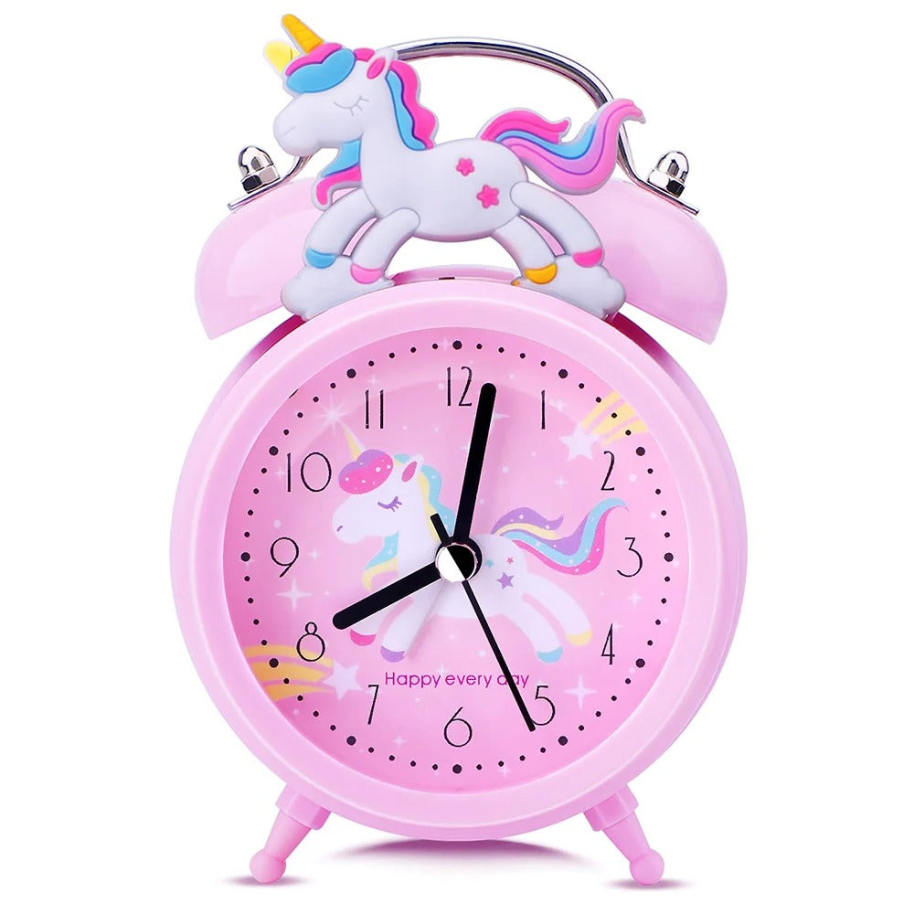 Pink Unicorn Kids Alarm Clock Double Bell Clock with Backlight Cute Desk Clock Home Decoration KidsTopia Baby Essentials