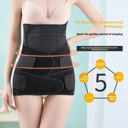 Postpartum Three-Piece Set Abdominal Binder, Breathable Waist Trimmer, Enhanced Abdomen Tightener, and  Belly Band Recovery Belt KidsTopia Baby Essentials