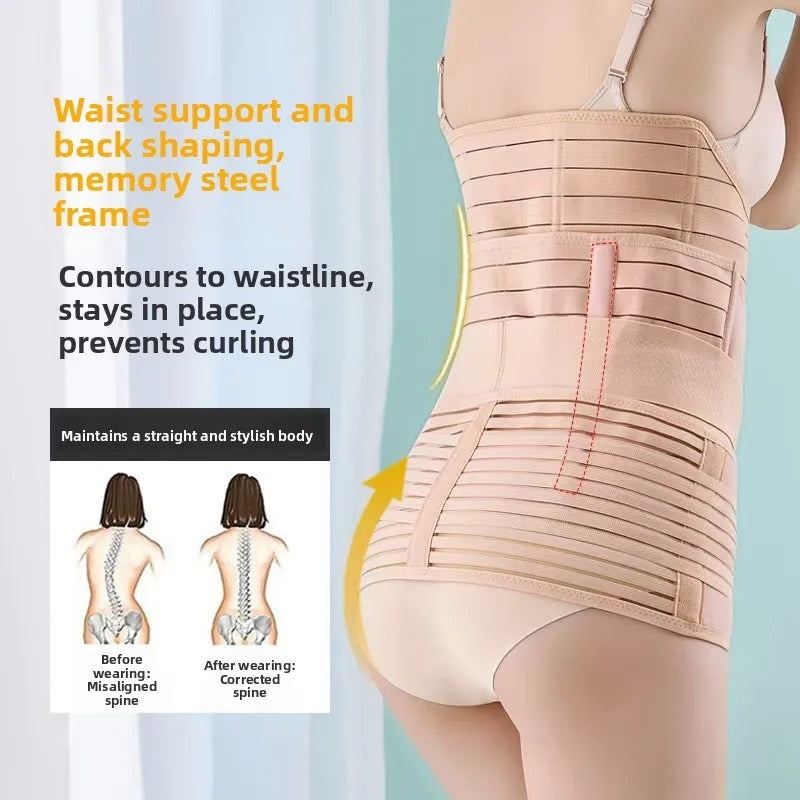 Postpartum Three-Piece Set Abdominal Binder, Breathable Waist Trimmer, Enhanced Abdomen Tightener, and  Belly Band Recovery Belt KidsTopia Baby Essentials