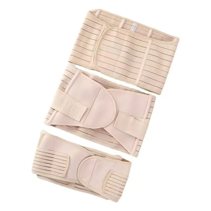 Postpartum Three-Piece Set Abdominal Binder, Breathable Waist Trimmer, Enhanced Abdomen Tightener, and  Belly Band Recovery Belt KidsTopia Baby Essentials