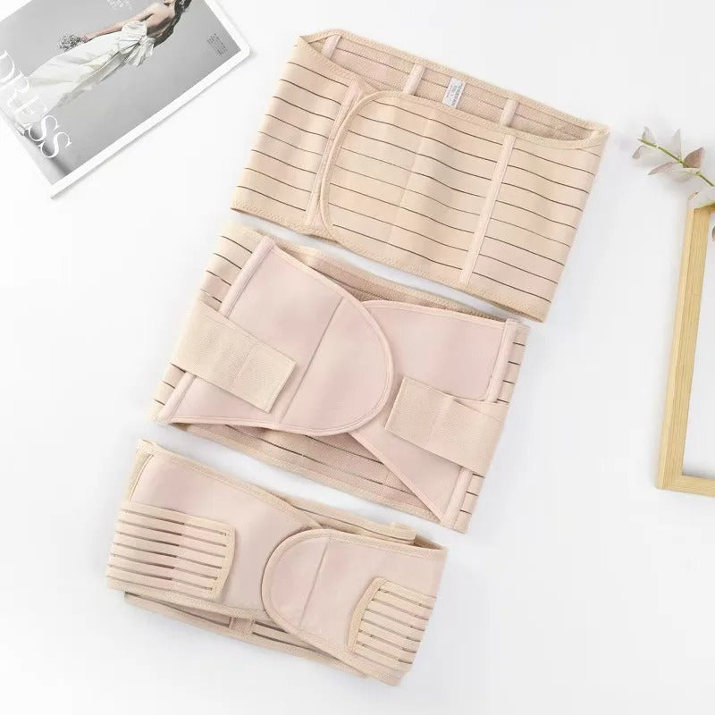 Postpartum Three-Piece Set Abdominal Binder, Breathable Waist Trimmer, Enhanced Abdomen Tightener, and  Belly Band Recovery Belt KidsTopia Baby Essentials