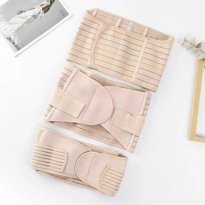 Postpartum Three-Piece Set Abdominal Binder, Breathable Waist Trimmer, Enhanced Abdomen Tightener, and  Belly Band Recovery Belt KidsTopia Baby Essentials