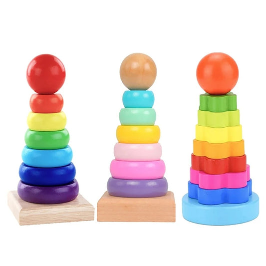 Rainbow Stacker Wooden Ring Educational Toy
