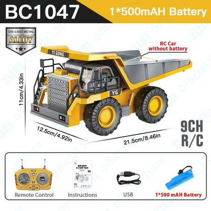 Remote Control Excavator Dump Truck RC Model Car Toy Professional Alloy Plastic Simulation Construction Vehicle for Kid KidsTopia Baby Essentials