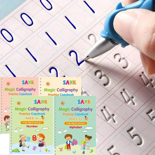 Sank Magic Practice Copybook Pen Preschools Kids Calligraphy English Verison Free Wiping Children Reusable Writing Book KidsTopia Baby Essentials
