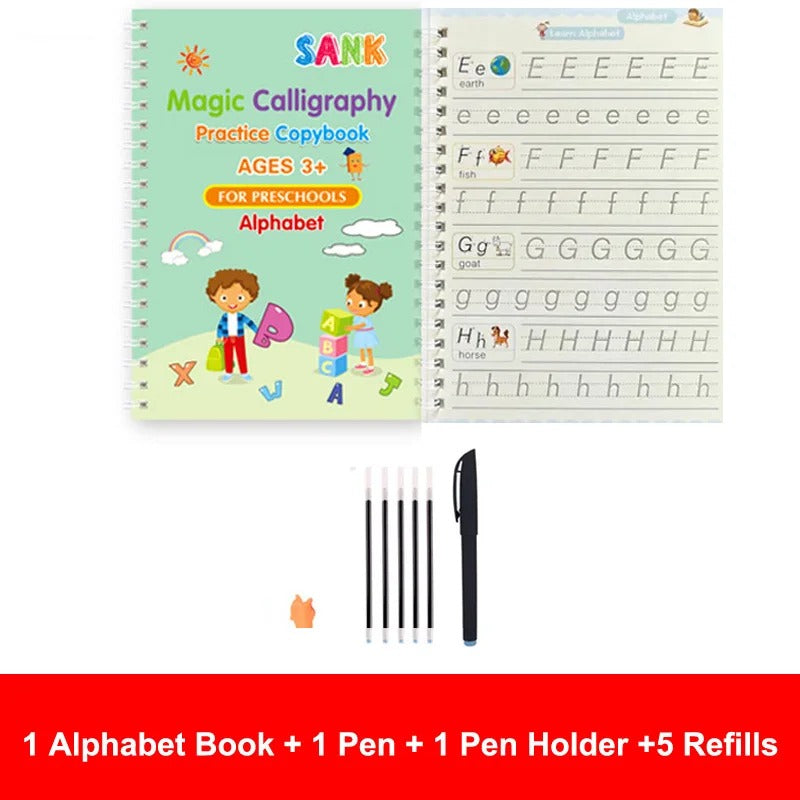 Sank Magic Practice Copybook Pen Preschools Kids Calligraphy English Verison Free Wiping Children Reusable Writing Book KidsTopia Baby Essentials