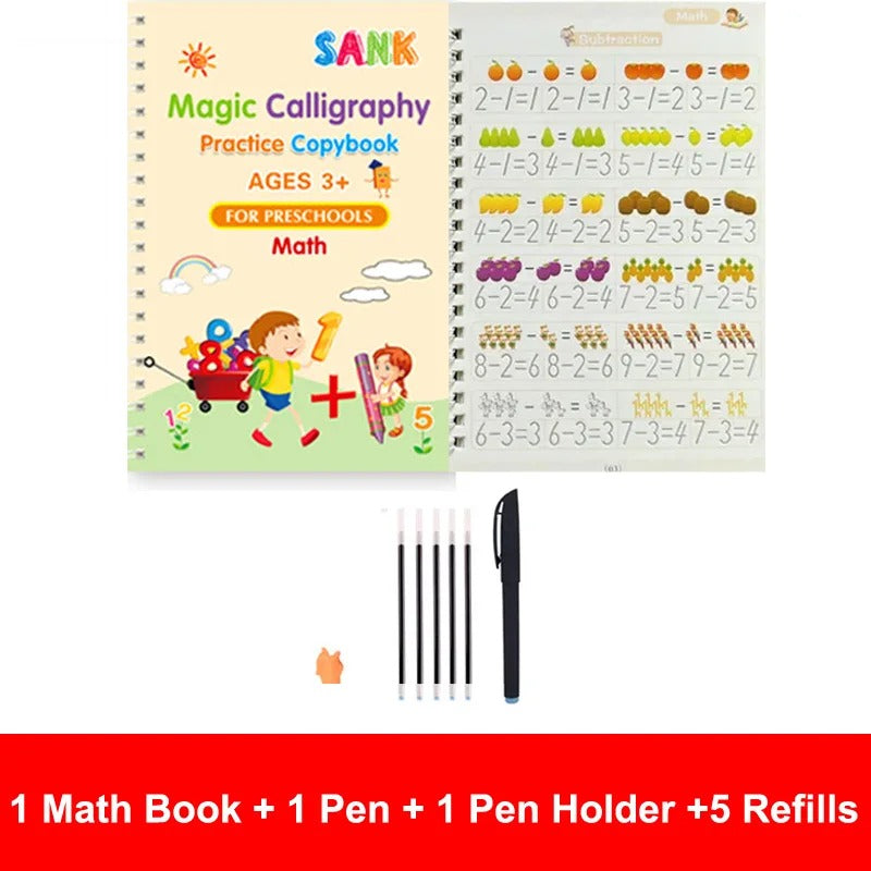 Sank Magic Practice Copybook Pen Preschools Kids Calligraphy English Verison Free Wiping Children Reusable Writing Book KidsTopia Baby Essentials