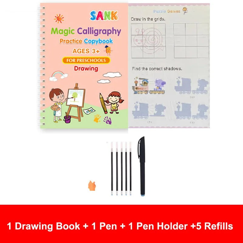 Sank Magic Practice Copybook Pen Preschools Kids Calligraphy English Verison Free Wiping Children Reusable Writing Book KidsTopia Baby Essentials