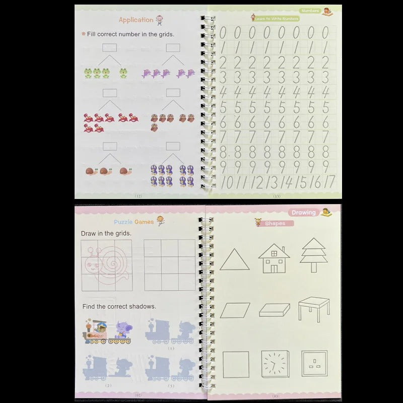 Sank Magic Practice Copybook Pen Preschools Kids Calligraphy English Verison Free Wiping Children Reusable Writing Book KidsTopia Baby Essentials