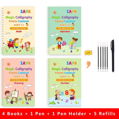 Sank Magic Practice Copybook Pen Preschools Kids Calligraphy English Verison Free Wiping Children Reusable Writing Book KidsTopia Baby Essentials
