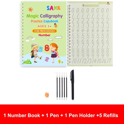 Sank Magic Practice Copybook Pen Preschools Kids Calligraphy English Verison Free Wiping Children Reusable Writing Book KidsTopia Baby Essentials