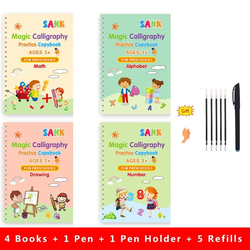 Sank Magic Practice Copybook Pen Preschools Kids Calligraphy English Verison Free Wiping Children Reusable Writing Book KidsTopia Baby Essentials