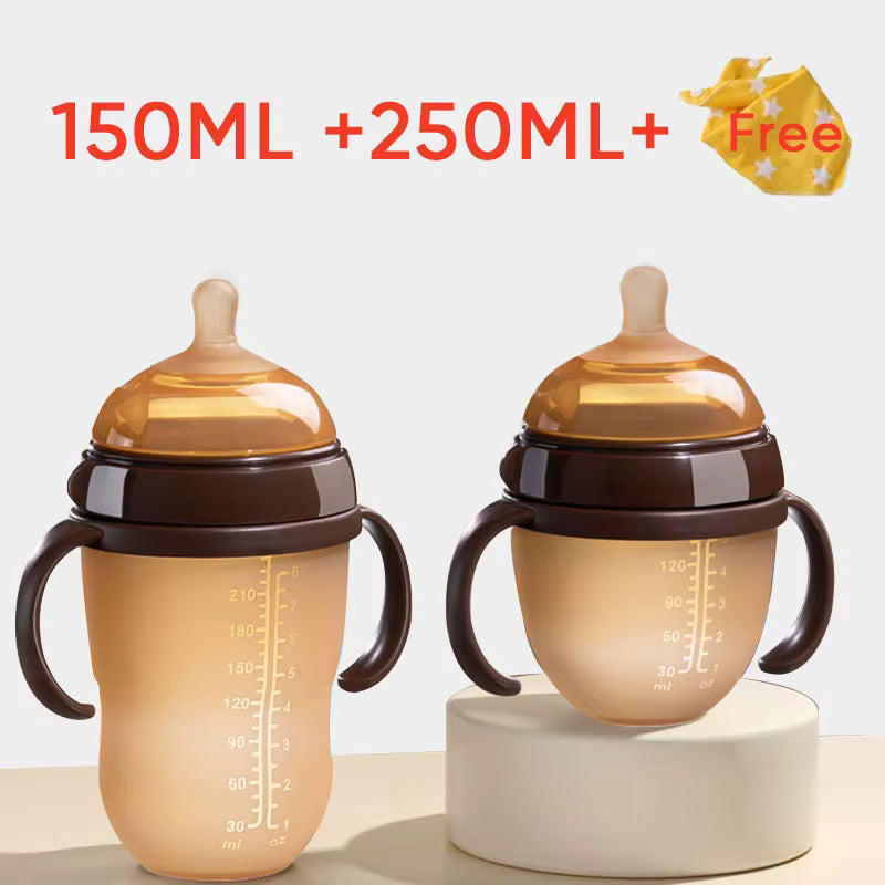 Silicone Nano Baby Bottle Feeding Bottles with Handle for Baby Weaning Anti-Choking Nipple Bottle KidsTopia Baby Essentials