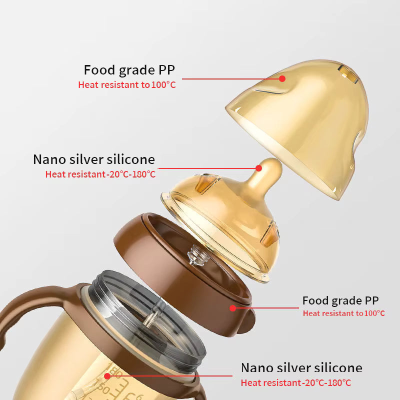 Silicone Nano Baby Bottle Feeding Bottles with Handle for Baby Weaning Anti-Choking Nipple Bottle KidsTopia Baby Essentials