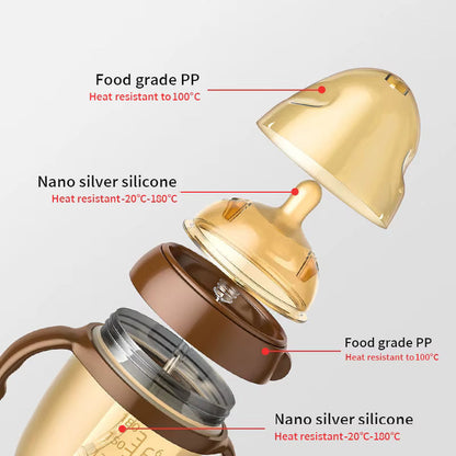 Silicone Nano Baby Bottle Feeding Bottles with Handle for Baby Weaning Anti-Choking Nipple Bottle KidsTopia Baby Essentials