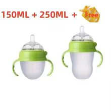 Silicone Nano Baby Bottle Feeding Bottles with Handle for Baby Weaning Anti-Choking Nipple Bottle KidsTopia Baby Essentials