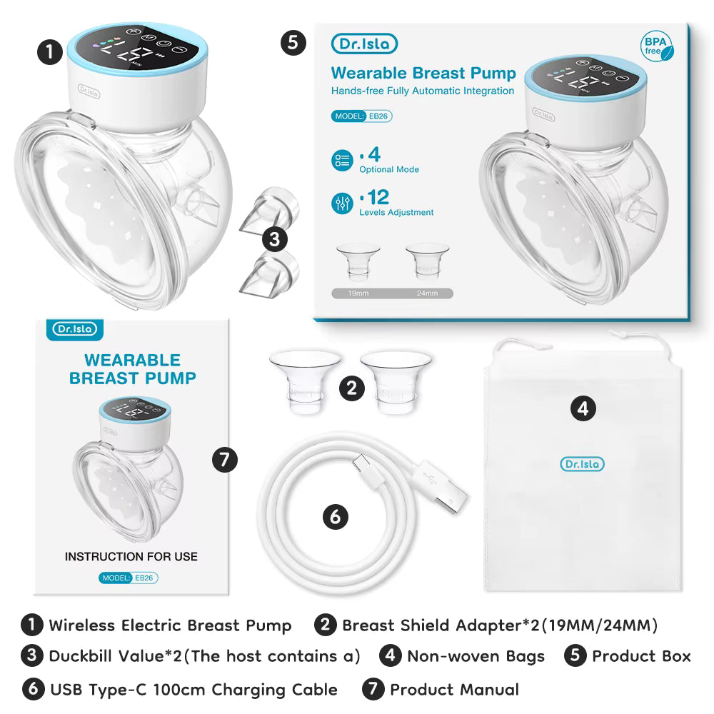 Wearable Electric Breast Pumps 4 Modes 12 Levels Portable Hands Free KidsTopia Baby Essentials